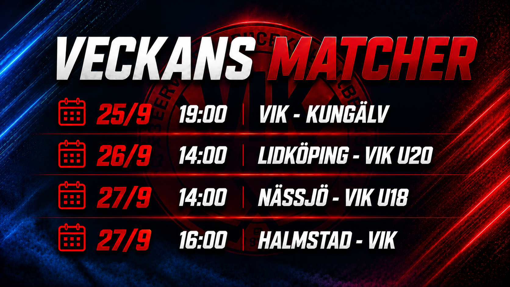 Du visar för närvarande Matcher vecka 39
