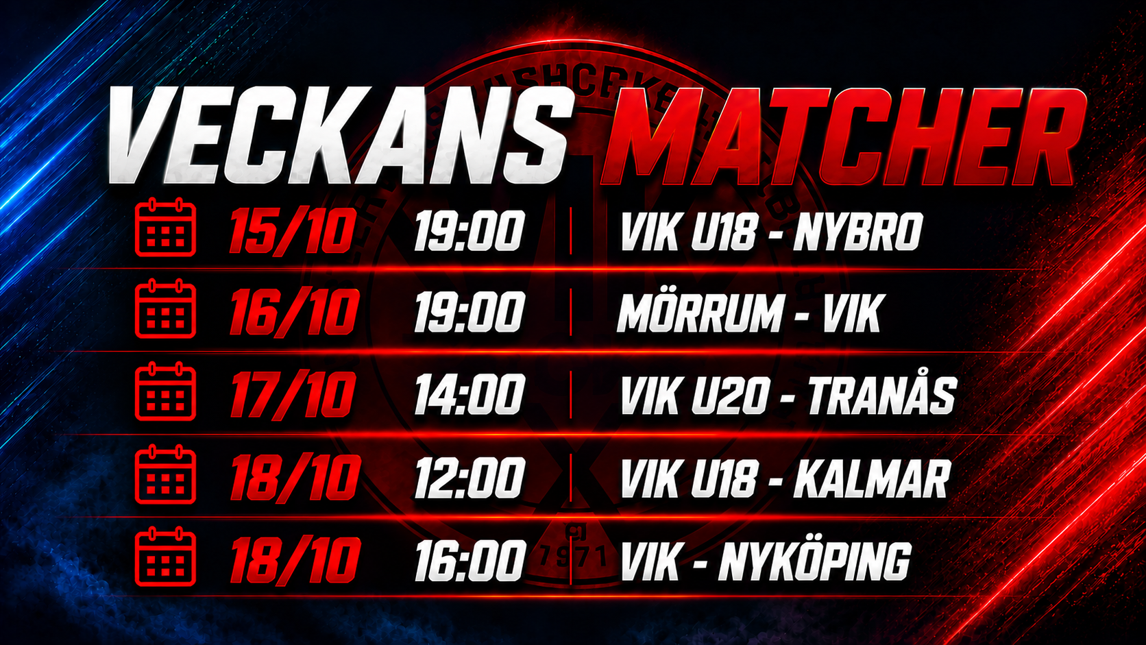 Du visar för närvarande Veckans Matcher